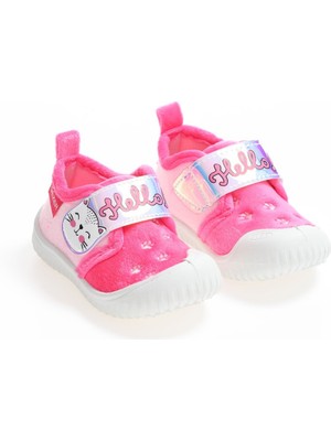 Gezer Gri Pembe  Kaydırmaz Taban Kız Çocuk Kreş Panduf Ayakkabı 03213