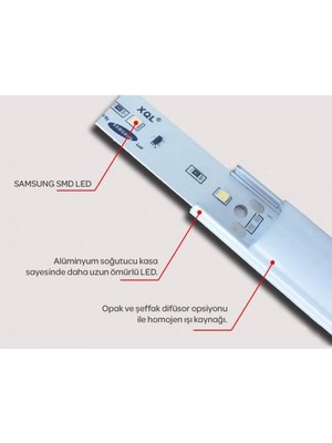 Samsung 12 Volt Siyah Alüminyum Kasalı Samsung LED Line 6500 Kelvin (Beyaz Işık ) Fişe Tak Çalıştır Hazır Halde