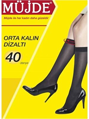Müjde 24'lü 40 Denye Rahat Lastikli Orta Kalın Dizaltı Çorap Tüm Renkler