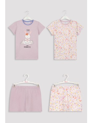 Penti Çok Renkli Kız Çocuk Hippie Bunny 4lü Pijama Takımı