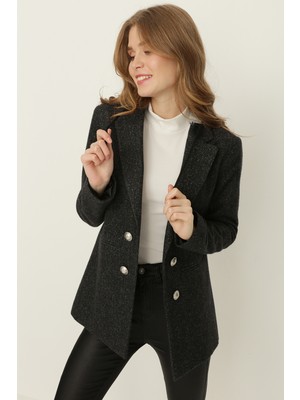 Select Moda Kadın Antrasit Penye Kapüşonlu Ceket