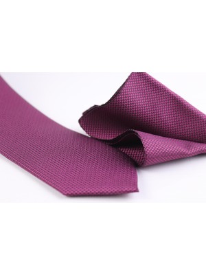 Ars Magic Box 1.kalite Özel Desenli Kravat Mendil Seti - Mor