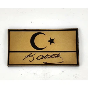 Seyhan Askeri Malzeme Bayrak Kemal Atatürk Imzalı Deri Peç - Arma - Askeri Patch