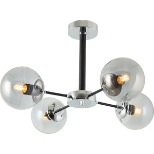 Tt Aydınlatma Krom Rengi Kaplama 4 Lü Füme Camlı Lüks Avize