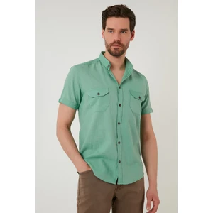 Düğmeli Yaka % 100 Pamuk Slim Fit Cepli Gömlek Erkek GÖMLEK CF21S111153