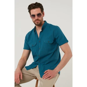 Düğmeli Yaka Pamuklu Slim Fit Cepli Gömlek Erkek GÖMLEK CF21S111153