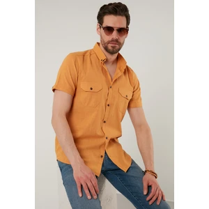 Düğmeli Yaka % 100 Pamuk Slim Fit Cepli Gömlek Erkek GÖMLEK CF21S111153
