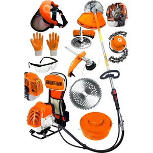 Alman Turbo 6001 Sırt Tipi Benzinli Motorlu Ot Çalı Tırpanı Çim Biçme Makinesi + Canavar Baslik