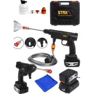 Staxx Power 70 Bar 2000W Akülü 48V Kömürsüz Motor Yüksek Basınçlı Oto Araba Yıkama Makinesi + Fiber Silme Bezi
