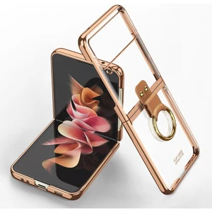 Samsung Galaxy Z Flip 3 Kılıf Yüzüklü Metal Görünümlü Katlanabilen Ultra Zarif Ringo Case
