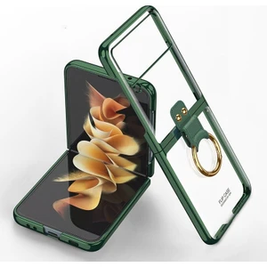 Samsung Galaxy Z Flip 3 Kılıf Yüzüklü Metal Görünümlü Katlanabilen Ultra Zarif Ringo Case