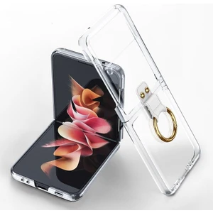 Samsung Galaxy Z Flip 3 Kılıf Yüzüklü Metal Görünümlü Katlanabilen Ultra Zarif Ringo Case