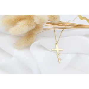 Kişiye Özel Isimli Haç Gümüş Kolye