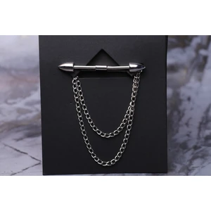 Ars Magic Box Gümüş Sivri Uçlu Gümüş Zincirli Klipsli Yaka Iğnesi