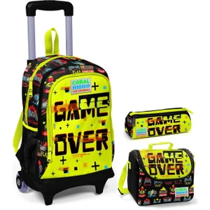 Coral High Game Over Erkek Çocuk Çekçek Çanta Seti - Işıklı Tekerlekler