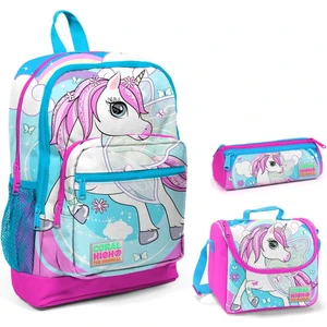 Coral High Mavi Unicorn Baskılı Kız Çocuk 3'lü Ilkokul Çanta Seti