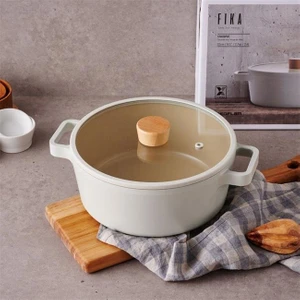 Neoflam Fika Cam Kapaklı Allüminyum Döküm Derin Tencere 22 cm