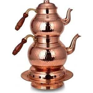 Hanedan Bakır  Klasik Çaydanlık 3 No Isıtıcılı Takım El Dövme