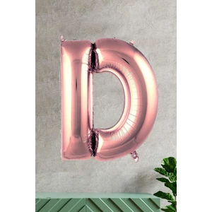D Harfi Rose Gold Folyo Balon 100 cm 40 Inç 1 Metre Baş Harf Balon
