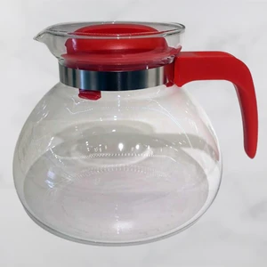 Isıya Dayanıklı Borosilikat Cam Demlik 1.5 Lt.Kırmızı