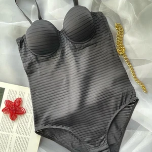 Siyah Çizgili Tül Bodysuit