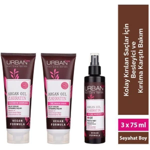 URBAN Care Argan Yağı&Keratin Kolay Kırılan Yıpranmış Saçlara Özel Seyahat Boy Saç Bakım Seti-Vegan