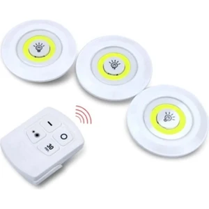 3lü Kumandalı Yapışkanlı Kablosuz Pilli LED Spot Lamba