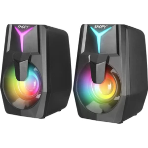 SN-X22 Style 2.0 Multimedia LED Işıklı 3W-2 Siyah USB Gaming Speaker