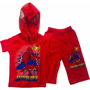 Örümcek Adam Şort Tshirt Takım Spiderman Kostümü Maskeli (Amazing)