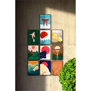 Özcanlar Çerçeve Çerçevesiz Çerçeve Görünümlü Yeni Yıl Hediyelik New Year Uzak Doğu Temalı Mdf Tablo Seti Christmas ÖZC-MDF10T