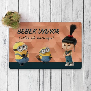 Minyonlar Bebek Uyuyor Dijital Baskılı 50X70CM Dekoratif Çok Amaçlı Iç ve Dış Kapı Paspası