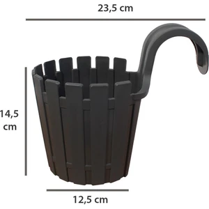 Akasya 17 cm Çit Görünümlü Saksı Antrasit
