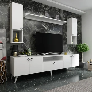 Ideal Tv Ünitesi + Duvar Raf ve Duvar Dolaplı Q7025-1 Beyaz