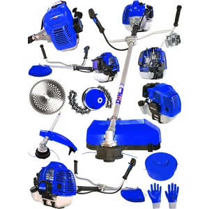 Alman M6003 Yan Tipi Benzinli Motorlu Ot Çalı Tırpanı Çim Biçme Makinesi Tırpan + Canavar Baslik GR-M6003-YANTIRPAN-CANAVARBASLIK-MMAVI