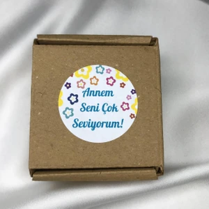 Annem Seni Çok Seviyorum Sticker Mat Yuvarlak 4 cm - 33 Adet