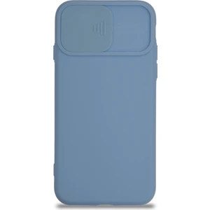 Apple iPhone 8 Kapak Kamera Korumalı Sürgülü Renkli Silikon Kılıf - Açık Mavi