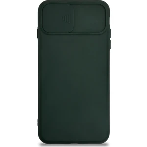 Caseworld Apple iPhone 8 Plus Kapak Kamera Korumalı Sürgülü Renkli Silikon Kılıf - Koyu Yeşil