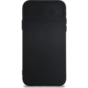 Caseworld Apple iPhone 11 Kapak Kamera Korumalı Sürgülü Renkli Silikon Kılıf - Siyah