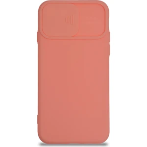 Apple iPhone 8 Kapak Kamera Korumalı Sürgülü Renkli Silikon Kılıf - Pudra