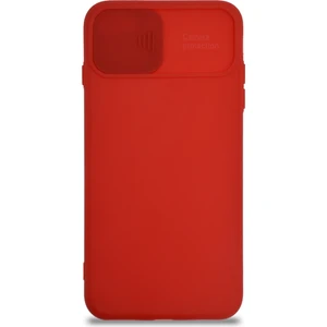 Apple iPhone 8 Plus Kapak Kamera Korumalı Sürgülü Renkli Silikon Kılıf - Kırmızı