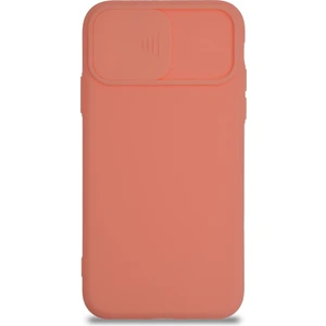 Apple iPhone x Kapak Kamera Korumalı Sürgülü Renkli Silikon Kılıf - Pudra