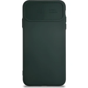 Apple iPhone Xs Max Kapak Kamera Korumalı Sürgülü Renkli Silikon Kılıf - Koyu Yeşil