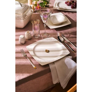 Fine Bone Golden Leaf Yemek Takımı 60 Parça Gold Kare