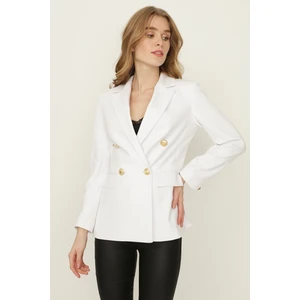 Select Moda Kadın Pembe Gold Düğmeli Blazer Ceket