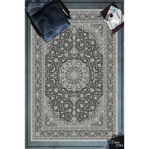 Woolly Halı Woolly Gri Klasik Yoğun Motifli Halı (Makinada Yıkanabilir Kaymaz Dod Taban) - ES591