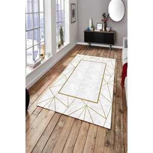 Esta Halı Esta Gri Şeritli Krem Eskitme Oval Halı (Makinada Yıkanabilir Kaymaz Dod Taban) - ES525