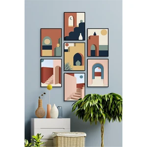 Özcanlar Çerçeve Çerçevesiz Çerçeve Görünümlü Minimal Abstract7 Parça Mdf Yeni Yıl Tablo Seti Modern New Year ÖZC-MDF7H