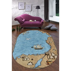 Esta Halı Esta Korsan Adası Oval Çocuk Odası Halısı (Makinada Yıkanabilir Kaymaz Dot Taban) - ES1304-2