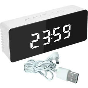 Ayna LED Dijital Çalar Saat Başucu Uyku Zamanlayıcı 12/24 Saat Beyaz (Yurt Dışından)