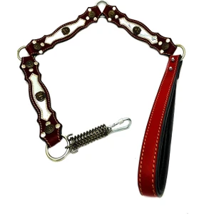 Tasma Market Aslan Başlı Deri Köpek Gezdirme Tasması Kırmızı 120 cm